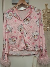 BNWOT Ladies Pink Silk Christmas Pyjamas UK Small CG A26