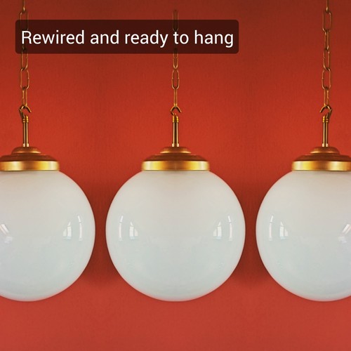 Brass and opaline milk glass