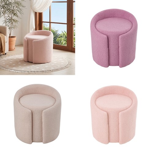 Round velvet footstool ottoman - footstool,