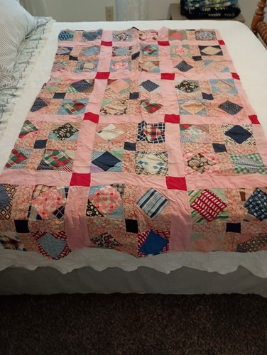 Vintage pieced crib quilt - vintage,