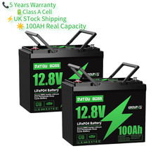2Pack 12V 100Ah Leisure Battery LiFePO4 Lithium Battery Low Temperature Caravan
