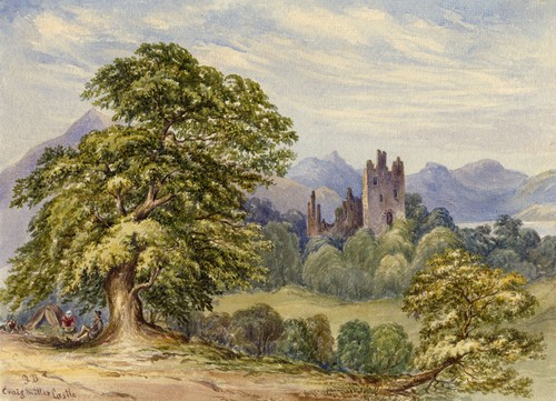Scottish castle watercolour - castle,