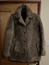 Heatona Women's Vintage Shearling Sheepskin Coat Light Brown size M-L