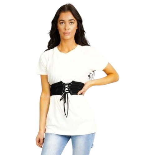 Women white longline t - white,