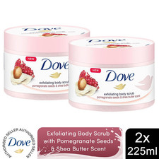Dove Exfoliating Body Scrub with Pomegranate Seeds & Shea Butter Scent 225ml 2pk