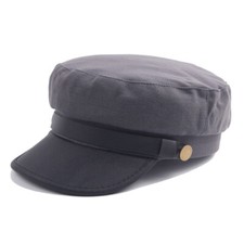 Cap Cadet Military Navy Sailor Flat Sun Hat Vintage UK Mens Womens Army Leather