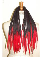 Handmade Felted Wool Dreadlock Extensions - 16 Black and Red Transitional Dreads