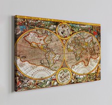 Antique Map Of The World Canvas Print Wall Art, Vintage Home Decor Wall Hanging