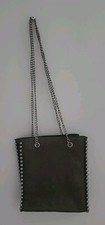 Ladies Zara Woman Silver Grey Faux Suede Metallic Studded Handbag. Great Cond.