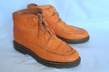 Vintage Renouard Orange Ostrich Leather Boots Norwegian Welt Size EU 37