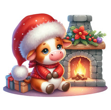 Christmas Cow Wall Decal