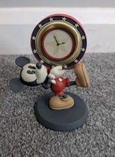 Resin Mickey Mouse Clock Disney Gold Red Black (Some Damage) Table Ornament 
