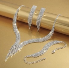 Silver Rhinestone Jewelry Set