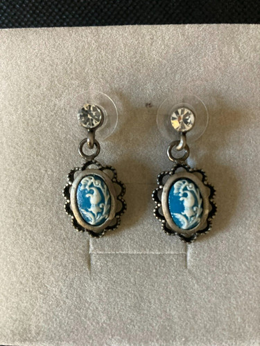 Earrings faux wedgewood blue - earrings,