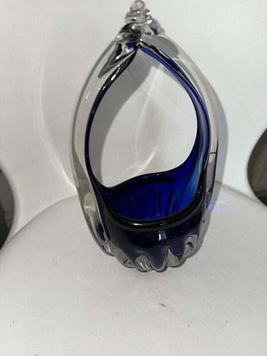 Vintage blue glass - glass, basket