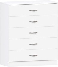 Vida Designs Riano 5 Drawer Chest of Drawers Metal Handles White Colour Boxed