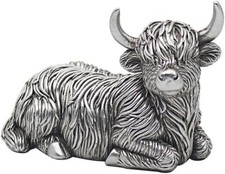 Silver Art Lying Highland Cow