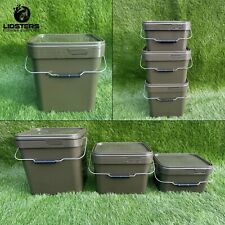 3 Lidsters Fishing Square Bucket 5L 10L 17L Litre Carp Fishing Bait Buckets