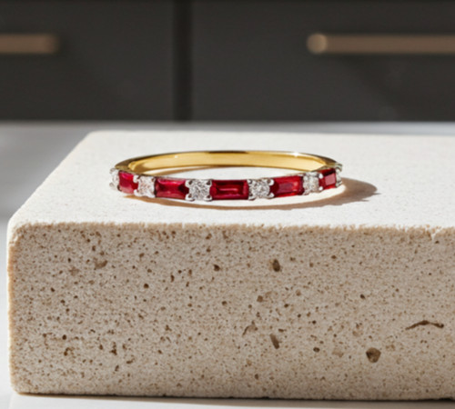 18ct gold ruby baguette - gold,