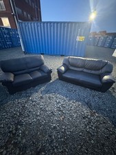 3 + 2 Seater Black Leather