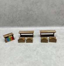 Vintage Sylvanian Families 1987 School Furniture Desk Chairs Bookcase Books
