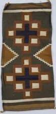Antique American Navajo Handwoven Storm Pattern Blanket Rug 68x32cm