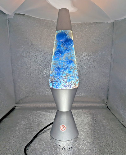Dunelm blue silver lava lamp - silver,