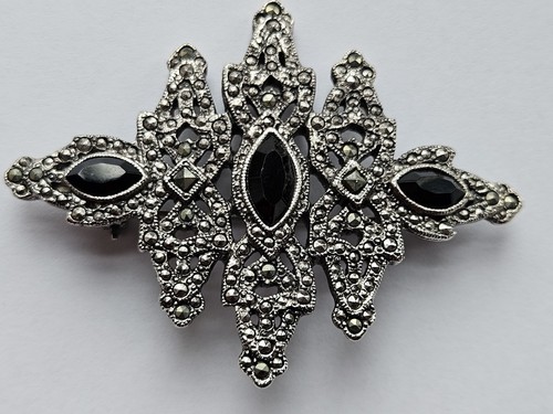 Vintage marquise marcasite pin - vintage,