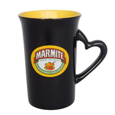 Marmite Mug With Heart Shaped Handle Black Yellow