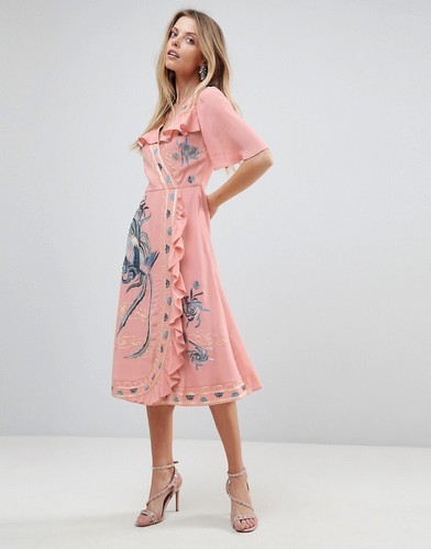 Asos premium pink embroidered - asos,