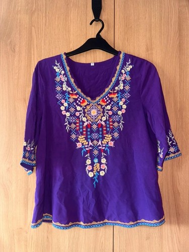 Purple embroidered boho - purple,