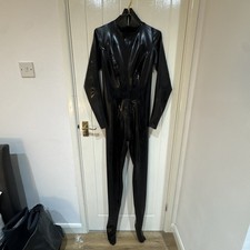 Skintwo Honour Ladies Black Latex Catsuit With Feet Size Medium