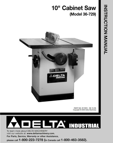 Delta 729 cabinet saw - 36-729,