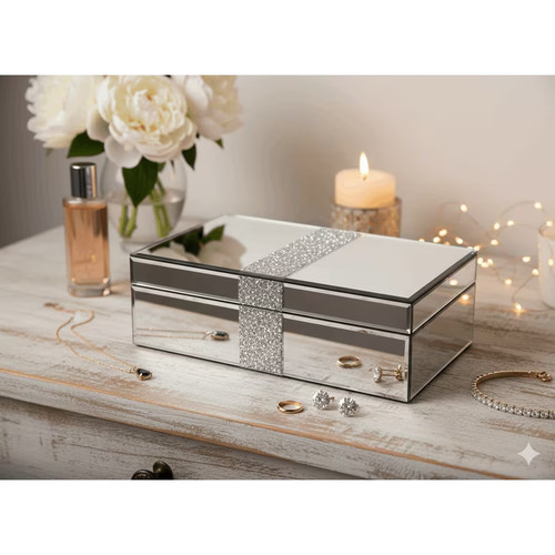Mirrored glass jewellery box - mirrored,