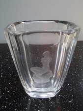 Gorgeous Vintage ORREFORS SVEN PALMQVIST Art Deco Nude GLASS VASE * Signed * VGC