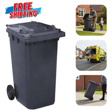 240L Black Wheelie Bin Outdoor