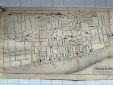 WORTHING - 1905 Antique Street Map Plan Original England SUSSEX Church Railway
