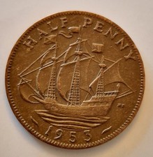 1953 HALF PENNY FREE,ELIZABETH