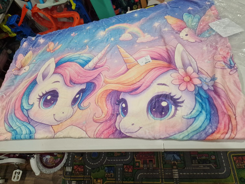 Cartoon unicorn floral fleece - unicorn,