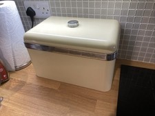 Swann Bread Bin Cream Chrome Retro Kitchen Storage Food Container Vintage