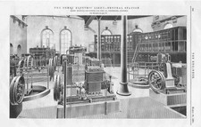 The Derby Electric Light Central Station - Antique Engineering Print 1894