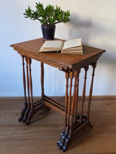 Fine edwardian mahogany nest - a,
