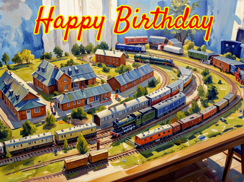 Model train birthday card - model,