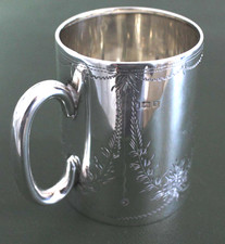 Antique George V Sterling Silver Christening Mug - 1915