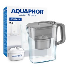 Water Filter Jug AQUAPHOR Compact Fridge door fit with 1 Maxfor+ Cartridge Grey