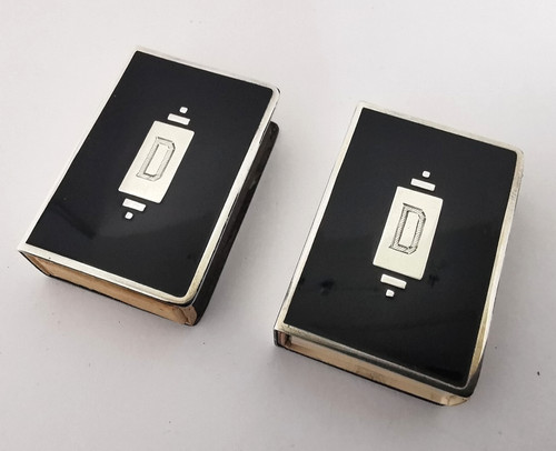 Pair solid silver enamel - of, &