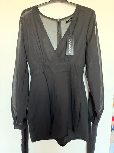 Boohoo black long sleeve wrap - boohoo,