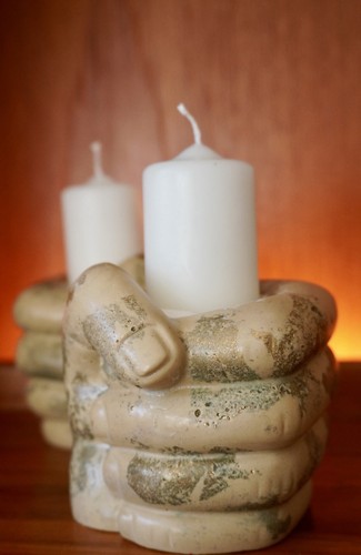 Hand jesmonite candel holders - hand,