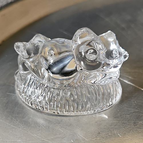 Clear glass cat figurine - glass,