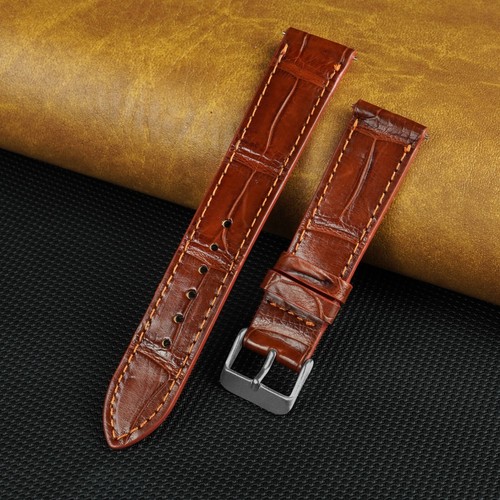 Brown flat leather watch - brown, strap